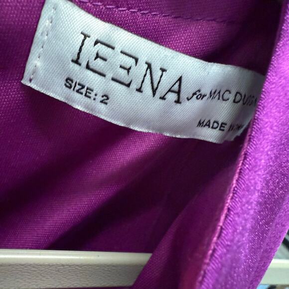 Mac Duggal 55805 Purple Feather Hem Satin Trapeze Swing Cocktail Dress Sze 2 NWT - Picture 3 of 7